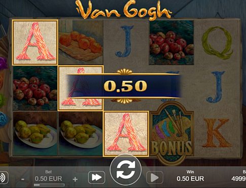Призова комбінація з диким знаком в ігровому автоматі Van Gogh