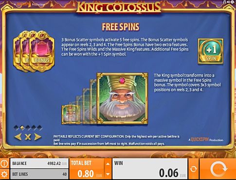 Фріспіни в онлайн слоті King Colossus